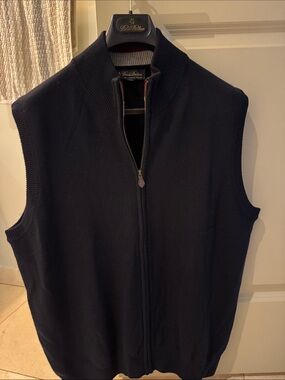 Brooks Brothers Navy Full-Zip Knit Vest